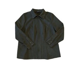 Sonoma Life Style Faux Suede Jacket Women's 1X Army Green Full Zip Sportwear